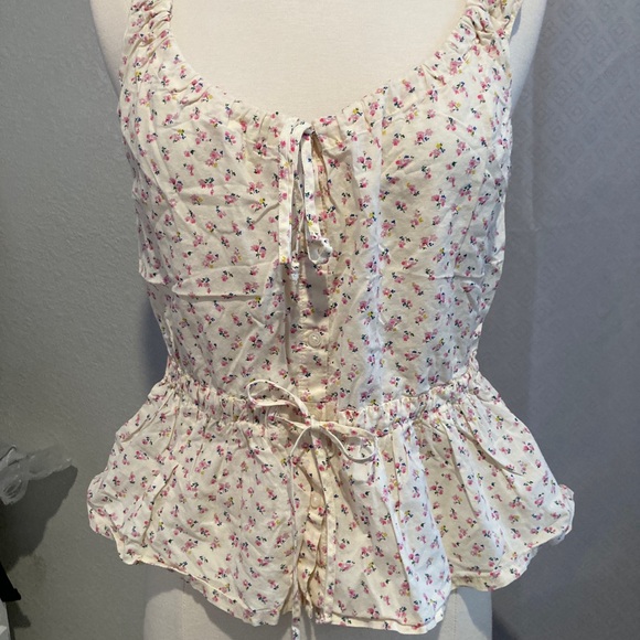 Madewell Shirred Drawstring Tank Top in Bright Buds Size M - Picture 5 of 7